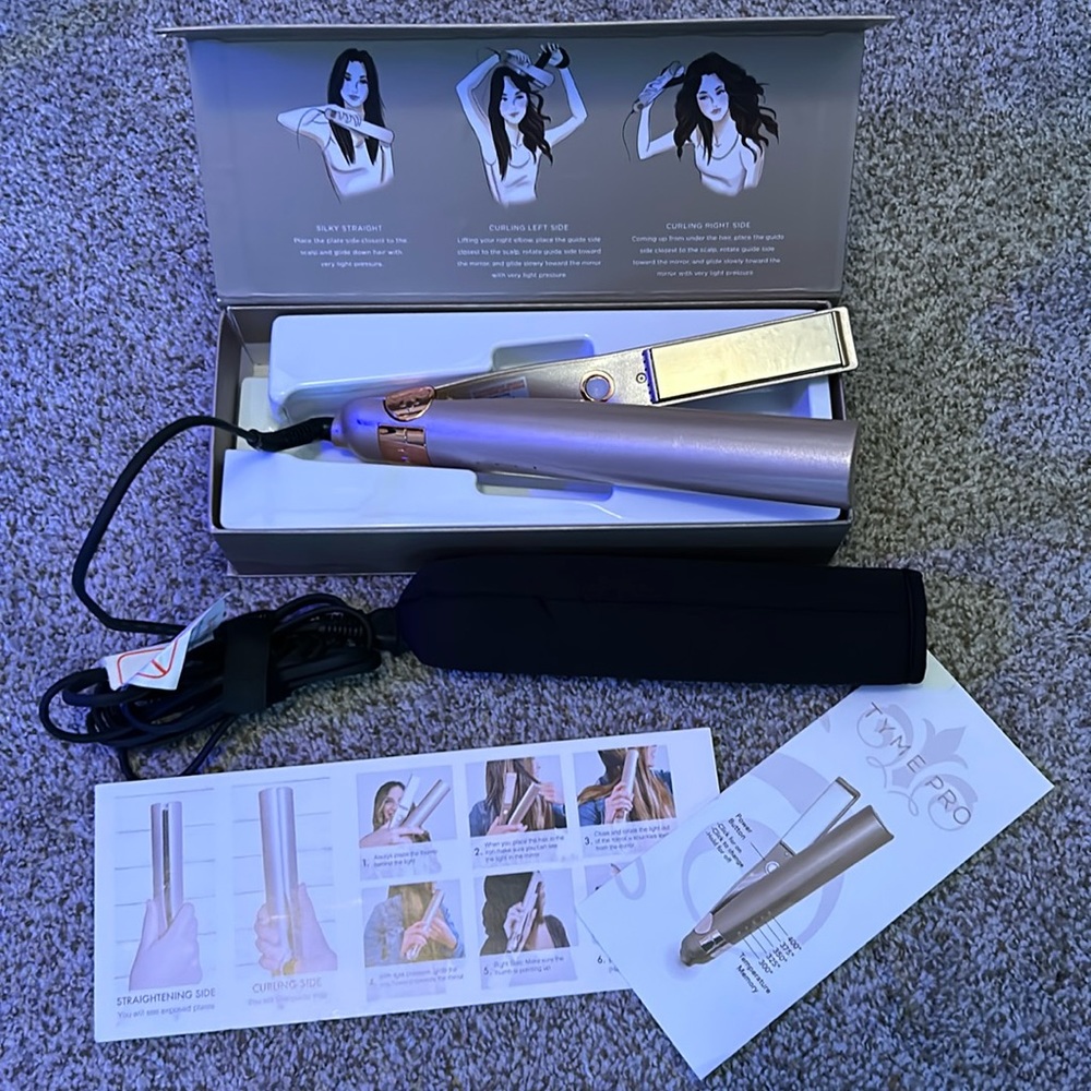 TYME Iron Pro 2-in-1 Hair Curler and Straightener. This comes w/box & sleeve